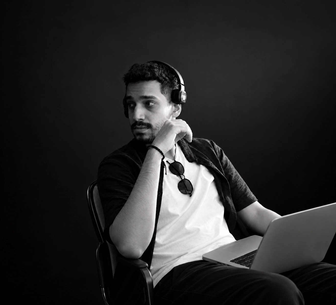 Black and white portrait of Ashraf Zidan